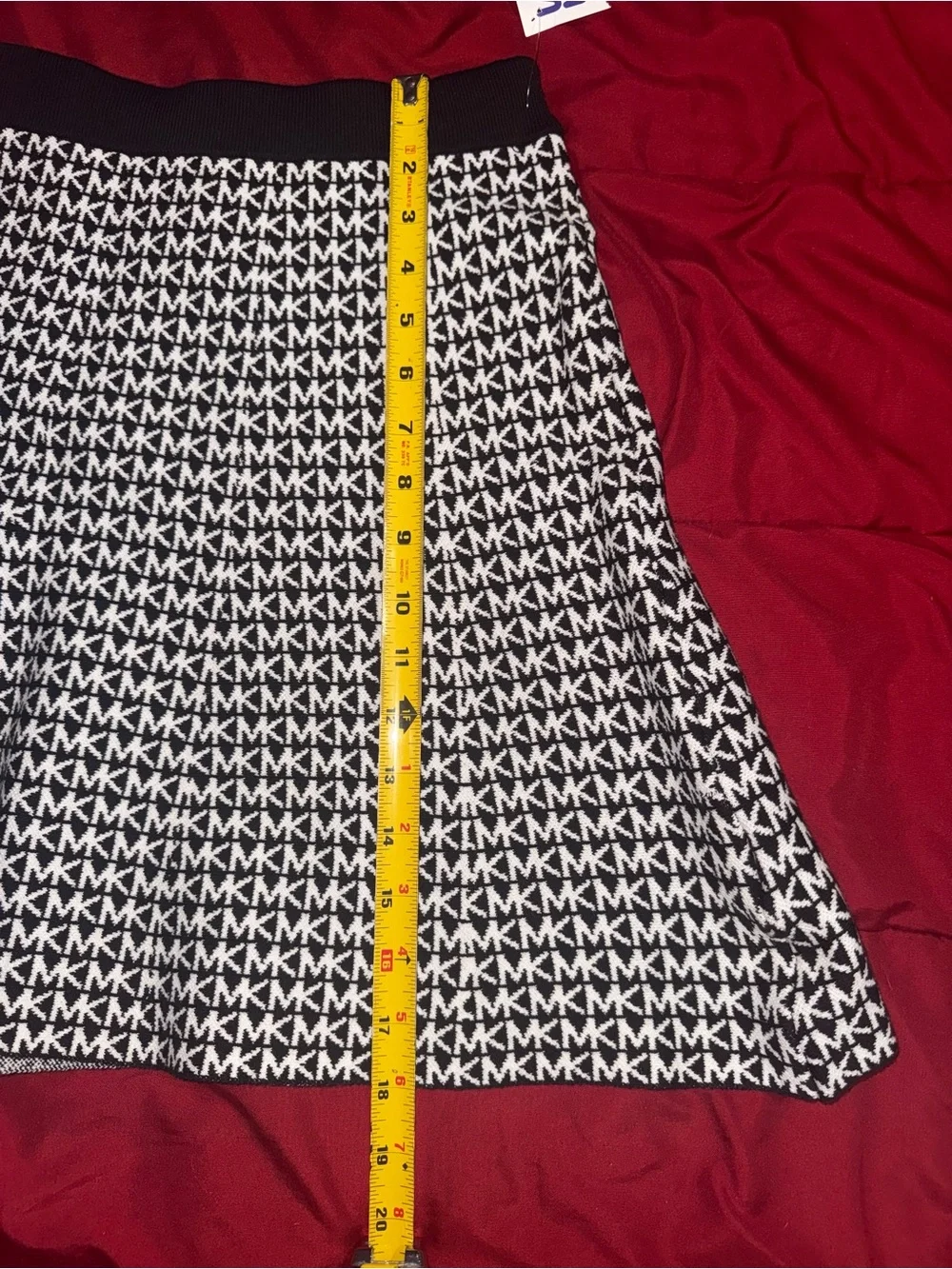 Michael Kors Black and White MK Logo Skater Skirt